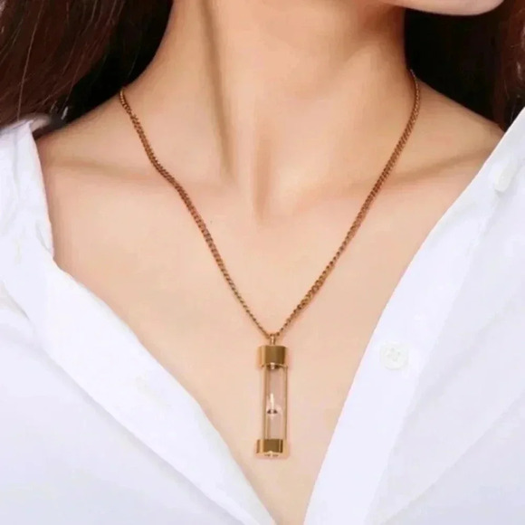 Memorial Hourglass Waterproof Stainless Steel Necklace NWT - Picture 1 of 7